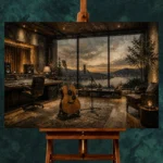 Contemporary Studio Guitar Wall Art Canvas Print - Image 2