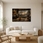 Contemporary Studio Guitar Wall Art Canvas Print styled in a refined neutral interior