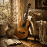 Serene Acoustic Guitar Wall Art Canvas Print