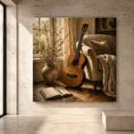 Serene Acoustic Guitar Wall Art Canvas Print - Image 3