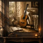Serene Acoustic Guitar Wall Art Canvas Print - Image 4