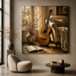 Serene Acoustic Guitar Wall Art Canvas Print - Image 6