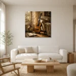 Serene Acoustic Guitar Wall Art Canvas Print styled in a refined neutral interior