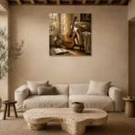 Serene Acoustic Guitar Wall Art Canvas Print presented in a sophisticated home setting