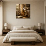 Serene Acoustic Guitar Wall Art Canvas Print showcased in an elegant minimalist interior
