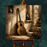 Antique Acoustic Guitar Wall Art Canvas Print - Image 2