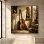 Antique Acoustic Guitar Wall Art Canvas Print - Image 3