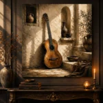 Antique Acoustic Guitar Wall Art Canvas Print - Image 4