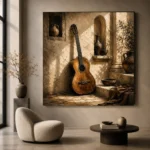 Antique Acoustic Guitar Wall Art Canvas Print - Image 6