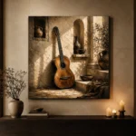 Antique Acoustic Guitar Wall Art Canvas Print - Image 7