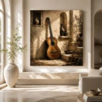 Antique Acoustic Guitar Wall Art Canvas Print - Image 8