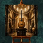 Classical Guitar Pedestal Wall Art Canvas Print - Image 2