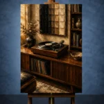 Warm Walnut Vintage Vinyl Record Wall Art Canvas Print - Image 2