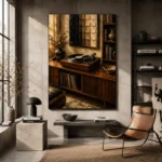 Warm Walnut Vintage Vinyl Record Wall Art Canvas Print - Image 3
