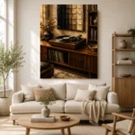 Warm Walnut Vintage Vinyl Record Wall Art Canvas Print - Image 7