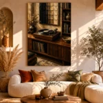 Warm Walnut Vintage Vinyl Record Wall Art Canvas Print - Image 8