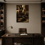Elegant Vintage Vinyl Record Wall Art Canvas Print displayed in a contemporary gallery-inspired room