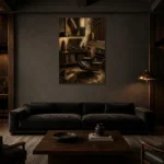 Elegant Vintage Vinyl Record Wall Art Canvas Print shown in a warm modern interior