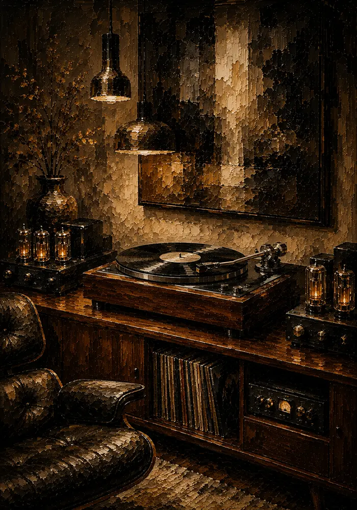 Luxury Walnut Vinyl Record Wall Art Canvas Print