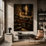 Luxury Walnut Vinyl Record Wall Art Canvas Print - Image 3