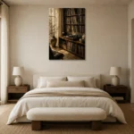 Quiet Luxury Vinyl Record Wall Art Canvas Print showcased in an elegant minimalist interior