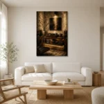 Contemporary Audiophile Vinyl Record Wall Art Canvas Print styled in a refined neutral interior