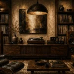 Collector’s Walnut Vinyl Record Wall Art Canvas Print