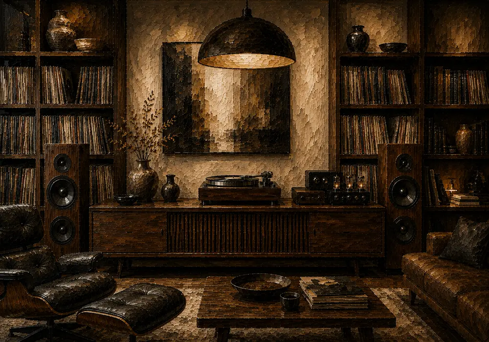 Collector’s Walnut Vinyl Record Wall Art Canvas Print