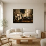Refined Vintage Vinyl Record Wall Art Canvas Print styled in a refined neutral interior