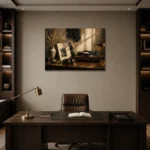 Refined Vintage Vinyl Record Wall Art Canvas Print displayed in a contemporary gallery-inspired room