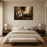 Refined Vintage Vinyl Record Wall Art Canvas Print showcased in an elegant minimalist interior