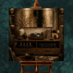 Timeless Walnut Vinyl Record Wall Art Canvas Print - Image 2