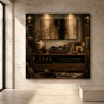 Timeless Walnut Vinyl Record Wall Art Canvas Print - Image 3