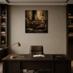 Executive Vinyl Record Wall Art Canvas Print displayed in a contemporary gallery-inspired room