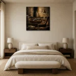 Executive Vinyl Record Wall Art Canvas Print showcased in an elegant minimalist interior