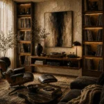 Luxury Music Library Vinyl Record Wall Art Canvas Print