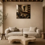 Luxury Music Library Vinyl Record Wall Art Canvas Print presented in a sophisticated home setting