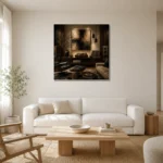 Contemporary Audiophile Vinyl Record Wall Art Canvas Print styled in a refined neutral interior