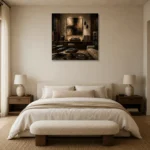 Contemporary Audiophile Vinyl Record Wall Art Canvas Print showcased in an elegant minimalist interior