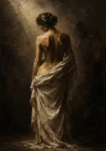 Veiled Back Figure Study Classical Nude Wall Art Canvas Print
