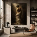 Veiled Back Figure Study Classical Nude Wall Art Canvas Print - Image 3