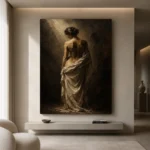 Veiled Back Figure Study Classical Nude Wall Art Canvas Print - Image 4