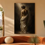 Veiled Back Figure Study Classical Nude Wall Art Canvas Print - Image 6