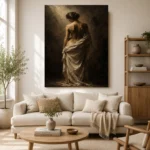Veiled Back Figure Study Classical Nude Wall Art Canvas Print - Image 10