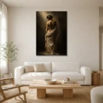 Veiled Back Figure Study Classical Nude Wall Art Canvas Print styled in a refined neutral interior