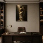 Veiled Back Figure Study Classical Nude Wall Art Canvas Print displayed in a contemporary gallery-inspired room