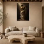 Veiled Back Figure Study Classical Nude Wall Art Canvas Print presented in a sophisticated home setting