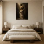 Veiled Back Figure Study Classical Nude Wall Art Canvas Print showcased in an elegant minimalist interior