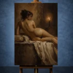 Candlelit Reclining Figure Study Classical Nude Wall Art Canvas Print - Image 3