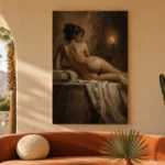 Candlelit Reclining Figure Study Classical Nude Wall Art Canvas Print - Image 7
